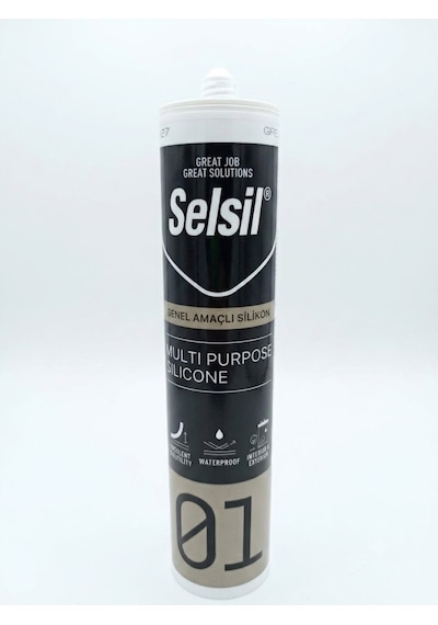 Selsil Genel Amaçlı Gri Silikon Multi Purpose Su Geçirmez Mastik 310 Ml