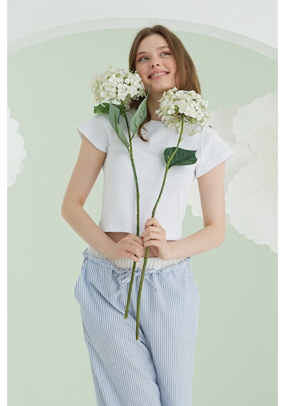 Nbb Kadın Mavi Crop Pijama Takım Mavi