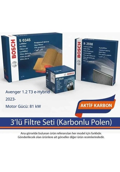 Netpar Jeep Avenger 1.2 T3 E-hybrid 2023- Bosch 3'lü Filtre Seti Karbonlu Polen