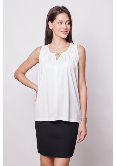 Jument Kadın Kırışmaz Span Karışımlı Geniş Sıfır Yaka Yakası Pileli Aksesuarlı Kolsuz T-shirt Bluz-beyaz Beyaz Jument Kadın Kırışmaz Span Karışımlı Geniş Sıfır Yaka Yakası Pileli Aksesuarlı Kolsuz T-shirt Bluz-beyaz Beyaz