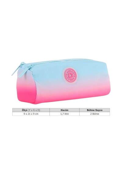 Kaukko İki Bölmeli Kız Çocuk Okul Kalem Çantası - Mavi Pembe - K2708 Mavi - Pembe