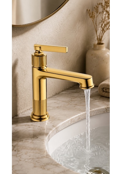 Retro Lavabo Bataryası Mat Altın Vm-2701