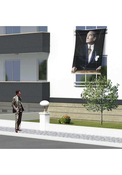 Göğe Bakan Mustafa Kemal Atatürk Cephe Poster Bayrak 150x225cm 1
