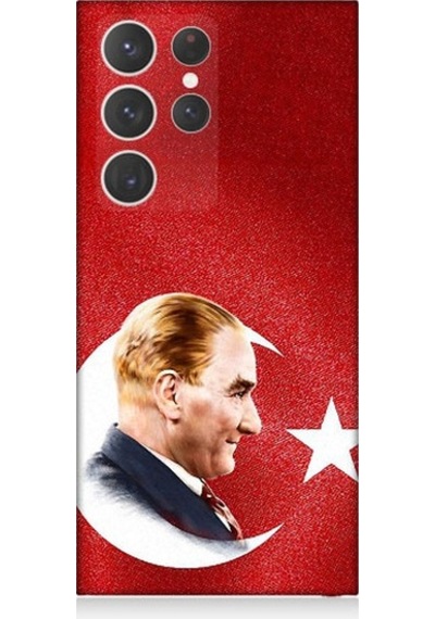 Samsung Galaxy S23 Ultra Uyumlu Bayrak Ve Mustafa Kemal Atatürk Desenli Silikon Kılıf