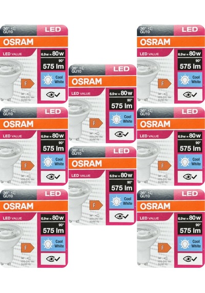 8 Adet Ledvance 6,9w Günışığı-ılık Beyaz 4000k Gu10 Duylu Led Spot Ampul