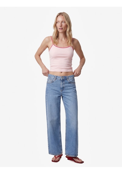 Koton Pamuklu Renk Kontrastlı Slim Fit U Yaka Askılı Bluz Pembe 6sak10236ek Gül