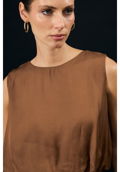 Sateen Colin Bluz - Kahve-137312
