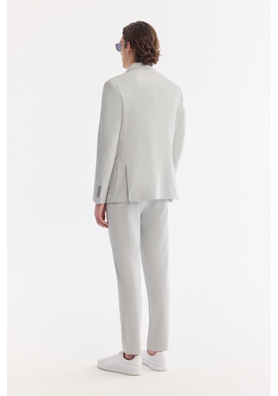 Avva Erkek Gri Mono Yaka Torba Cepli Çift Yırtmaç Astarsız Bi-stretch Comfort Fit Ceket A61y4012