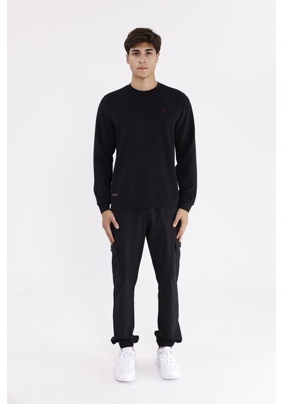 Rowinger Modal Karışımlı Yumuşak Dokulu Rahat Kalıp Esnek Kullanım Sunan Sweatshirt Black