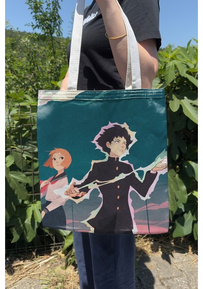 Zipzap Mob Psycho 100 V5 Yazlık Kışlık Çift Taraflı Kanvas Baskı Bez Çanta Anime Çantası