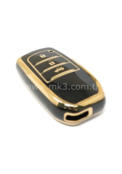 Lüx Toyota Corolla Flama X Pack 3 Buton Nano Anahtar Kılıfı Siyah Gold Altın Renk 1.ci Kalite