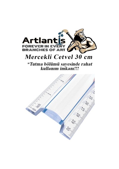 Cetvel Mercekli Plastik Şeffaf 1 Adet Okul Sınıf Öğrenci Büyüteçli Tutumu Kolay Cetvel 30 CM Şeffaf