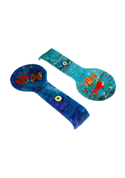 22 CM Cam Kaşıklık Kirli Cam Mutfak Kaşıklık El Yapımı Cam Mutfak