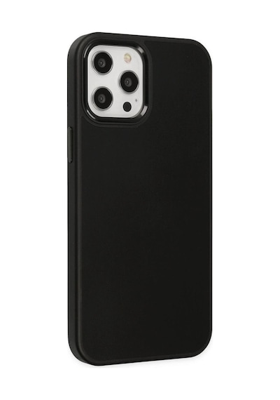 Apple iPhone Uyumlu   12 Pro Max Kılıf Asya Deri Silikon - Siyah