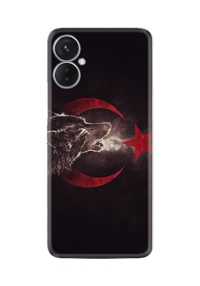 Tecno Camon 19 Neo Kılıf Resimli Desenli Baskılı Silikon Kurt Ve Ay Yıldız 1403