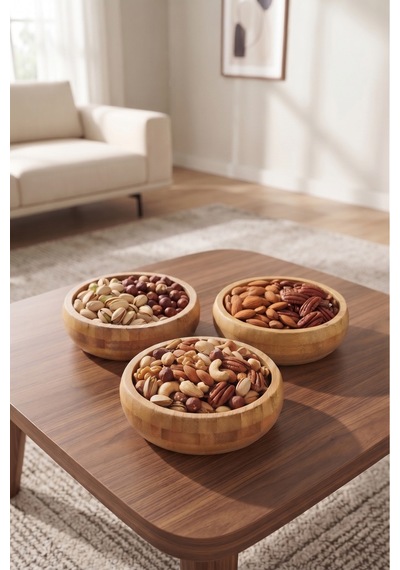 3'lü Bambu Yuvarlak Çerezlik Kase Seti 9,5 X 9,5 X 2,5 Cm Doğal Ahşap Sunum Kasesi Kahvaltılık, Sosluk, Mezelik Ve Atıştırmalık Kasesi Bej Bej 3'lü Bambu Yuvarlak Çerezlik Kase Seti 9,5 X 9,5 X 2,5 Cm Doğal Ahşap Sunum Kasesi Kahvaltılık, Sosluk, Mezelik Ve Atıştırmalık Kasesi Bej Bej