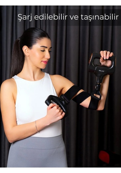Vibraband Ayarlanabilir Titreşim Kemeri Vurmalı Masaj Tabancası Sporcu Masaj Aleti Siyah
