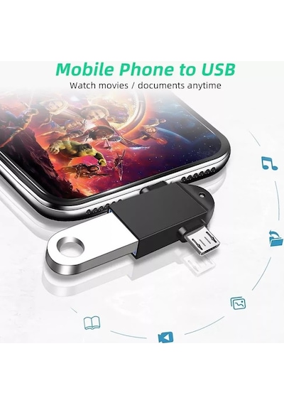 Parcbeny 6549 Micro Usb Type-c 3 In 1 Dönüştürücü Çevirici Adaptör Otg Usb 3.0 Girişli Type-c - Micro Usb Dönüştürücü Aparat