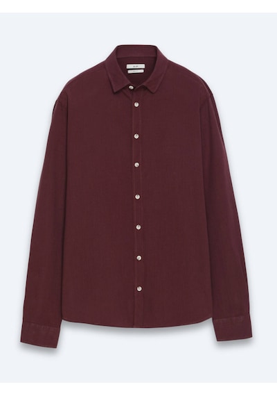 Kip Bordo Regular Fit Dokuma Casual %100 Pamuk Gömlek