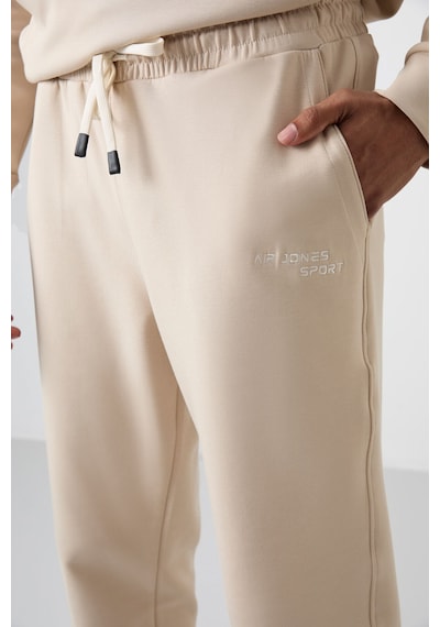 Tommy Life Bej Pamuklu Kalın Yumuşak Dokulu Comfort Fit Nakışlı Erkek Eşofman Takım - 85255 Bej