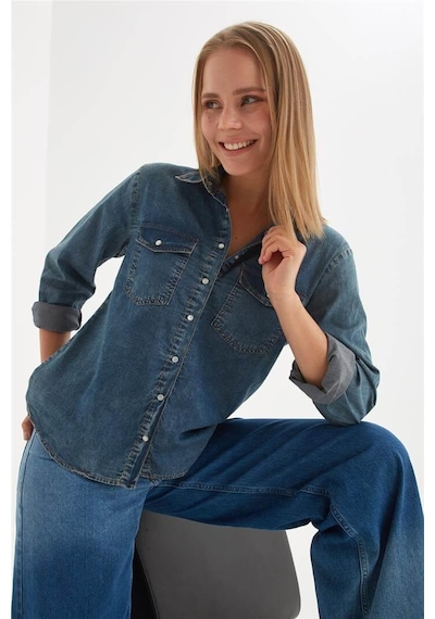 Fashion Friends Denim Gömlek Mavi Mavi