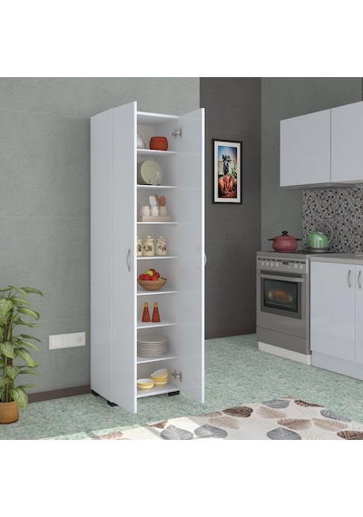 Kzy Çok Amaçlı Dolap, Mutfak, Banyo, Balkon, Kiler 8 Raflı Dolap (476805419) Beyaz