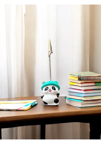 Şapkalı Kawaii Sevimli Panda Fotoğraf Ve Not Tutucu - Ofis Masa Not Tutacağı Turkuaz