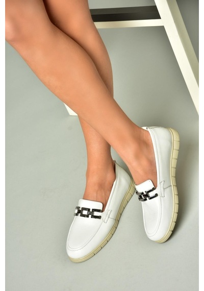 Fox Shoes P555081103 Beyaz Hakiki Deri Günlük Kadın Ayakkabı Beyaz-hakiki Deri Beyaz