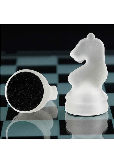 Senon Glass Chess Cam Satranç Takımı Kullanışlı Dekoratif Şık Hediyelik 35x35 Cm