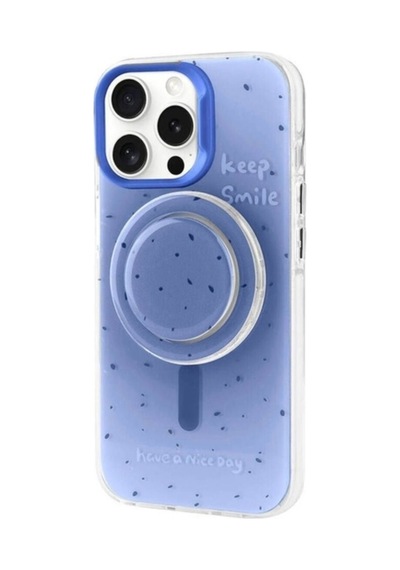 Apple Uyumlu iPhone 15 Pro Max Kılıf M-safe Şarj Özellikli Tak-çıkar Pop Soketli Zore Tiktok Kapak Mavi