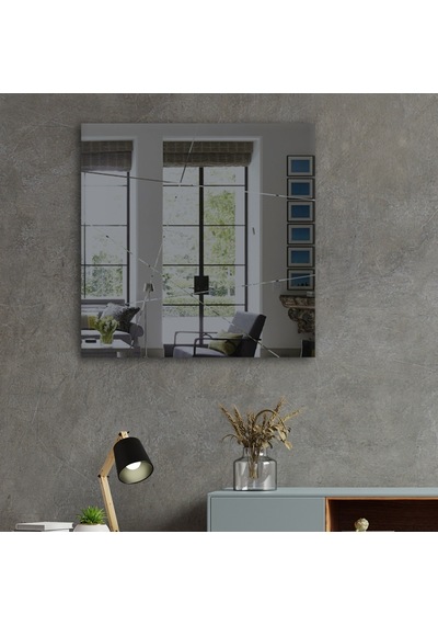 Ayna | Füme Ayna | Tasarım Kanallı - Kare Ayna | 60Cm X 60Cm Füme