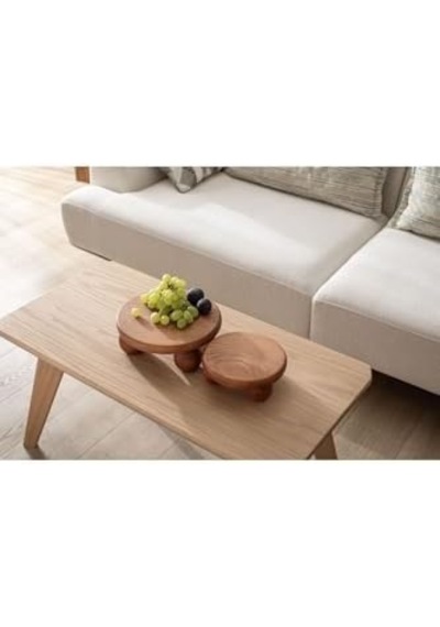 2&apos Li Set El Yapımı Ahşap Top Ayaklı Sunum Standı Tabağı Tahtası Kaliteli Dekoratif Sunumluk 25 X 25 Sunum Standı-2li