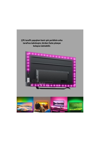 En Popüler Müzikle Senkronize Led Şerit Tv Aydınlatma Yeni Nesil Uygun Renklı