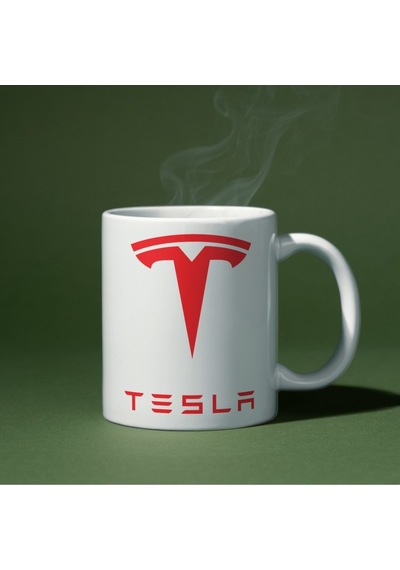 Applucky Tesla Logo Tarihçesi Baskı Kupa Bardak Beyaz