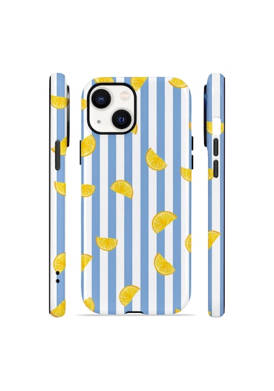 Apple iPhone Uyumlu 14 Vorian Çift Katmanlı Magsafe Kılıf Lemon Confetti Blue
