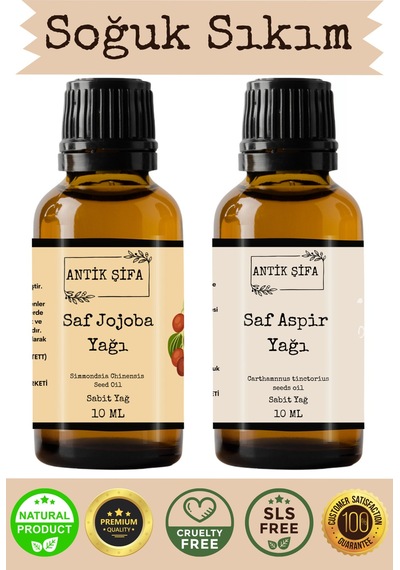 %100 Saf Jojoba Yağı Ve Aspir Yağı - 10ml + 10ml 20 ML