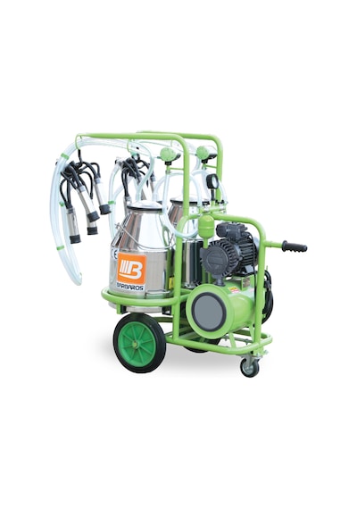 Bartech Çift Güğümlü Model Kuru Tip İnek Sağım Makinesi - Paslanmaz Güğüm - Yağlı Pompa