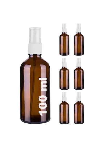 Afracam Amber 100 Ml Plastik Kapaklı Beyaz Sprey Fısfıs Kolonya Dezenfektan Cam Şişe 6 Adet