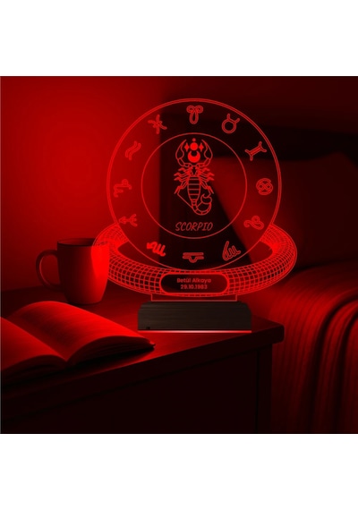 Luvivia Akrep Burcu Scorpio Astroloji Doğum Günü Hediyesi Kişiye Özel 3d Lamba - Masa Gece Lambası