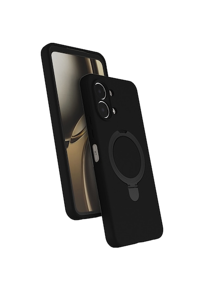 Maks Technology Oppo A6 Pro Kılıf M-safe Şarj Özellikli Standlı Mkst Samara Kapak - Siyah