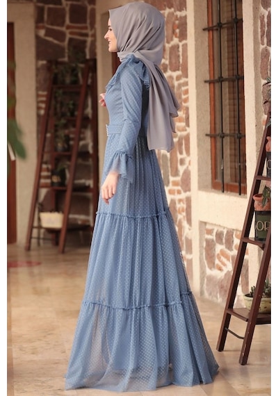 Amine Hüma Damla Elbise Indigo