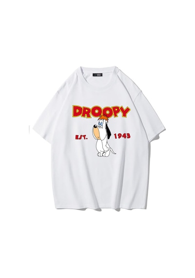 Brz Collectıon Brz Collection Unisex Oversize Droopy T-shirt Beyaz