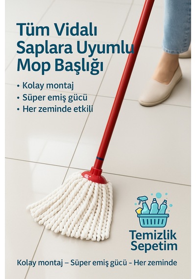 Süper Emici & Dayanıklı Mikrofiber Mop Başlığı Ekonomik 2 Li Paket