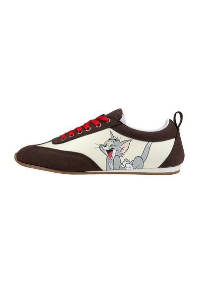Kadın Vegan Deri Krem Sneakers - Warner Bros Looney Tunes Tom & Jerry Tasarım Çok Renkli