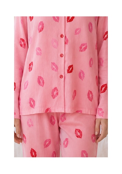 Fit Women Kadın Dudak Desenli Pembe Pijama Takımı 4677