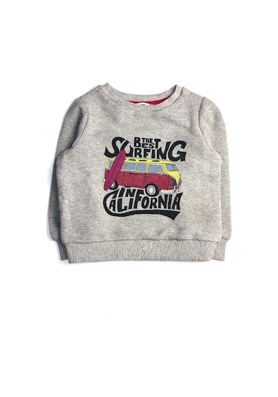 Erkek Çocuk Baskılı Sweatshirt ,gri %100 Pamuk Rahat Ve Yumuşak Gri