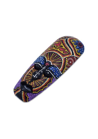 Ahşap Aborjin Mask 30 Cm Renkli Duvar Dekoru Maske
