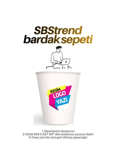 Firmaya Fuar Kişiye Özel Logo Baskılı Tasarım 500 Adet Kalın Gramaj 7 Oz Karton Bardak 1