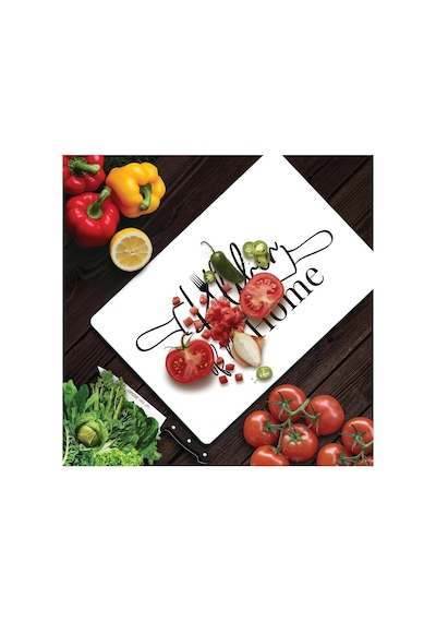 Tr Cam Kesme Tahtası Ve Sunum Tablası Kitchen Love Desenli 20 X 30 Cm Diğer