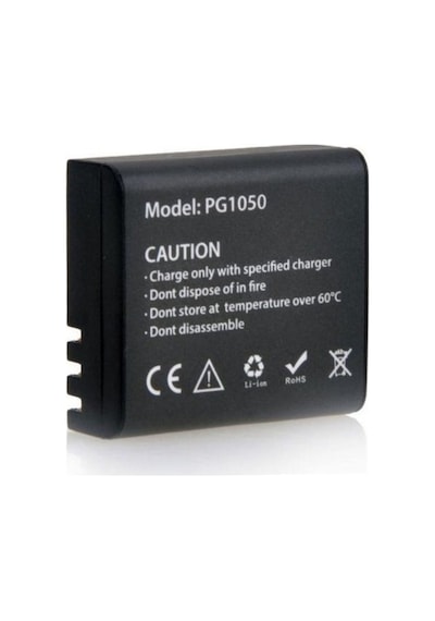 2 Adet Pg1050 Batarya Eken Aksiyon Kamera Bataryası 3.7v 1050mah 3.885wh Siyah